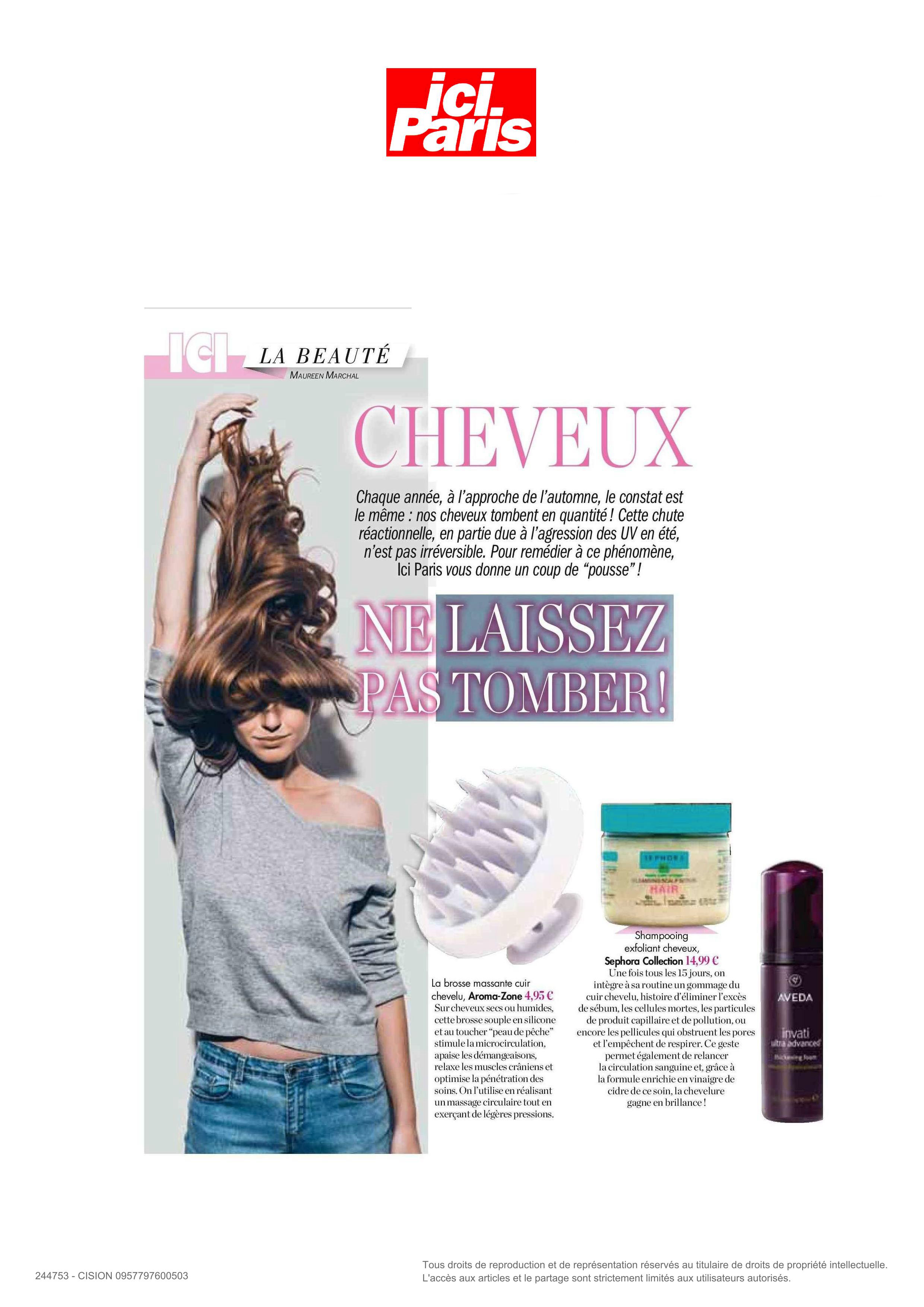 Shampooing  et après Shampooing de RevitaLash® Cosmetics paru dans Ici Paris - Novembre 2024